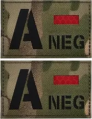[YOYUMI] Blood Type Patch A- B- AB- O- NEG Infrared Reflective Badge Tactical Morale Patch for Backpack Uniform - Red A-