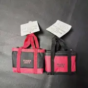 Lot 2 Trader Joes Red & Black Micro Tote Shopping Bags Mini Grocery Set NWT
