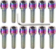 13PCS HENWUBEI Bike Stem Bolts M5x17mm Titanium Alloy Bolts Screws with Washers for Fixing Bicycle Stem Front and Rear Derailleurs Grip Ring Post Clamp.