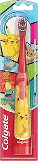 Colgate Kids Battery Powered Toothbrush, Kids Battery Toothbrush with Included AA Battery, Extra Soft Bristles, Flat-Laying Handle to Prevent Rolling, Pokemon Toothbrush, 1 Pack (Style May Vary)