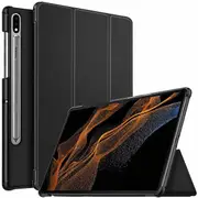 For Samsung Galaxy Tab S8 Ultra SM- X900 /X906 2022 14.6 inch With Pencil Holder Case, Folio Leather Smart Stand Cover (Black)