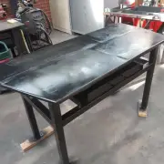 Workshop bench, solid steel, with steel drawer 1500mm long