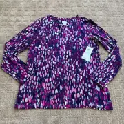 Chico's Touch of Cool Colorful Dots Layer Tee Medium Purple Long Sleeve Comfy
