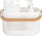 Plastic Storage Baskets with Handles, Shower Caddy Shelf Organizers Basket for Bathroom, Kitchen, Dorm Room, Yellow