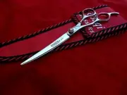 Left Hand UPWARD CURVED_ Pet Grooming 8.5" Scissors dog/cat _Japanese Steel