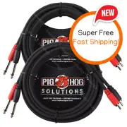 2 Pack Pig Hog PD-R1415 Solutions 15ft Dual RCA (Male) to Dual -1/4" Cable - NEW