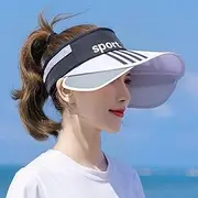 [Ling88] New Sun Virsors Sports Print Sun Hats for Women Wide Brim Beach Hat Uv Protection Female Cap,Big Side Top Hat, Outdoor Biking, Cover Face, Sun Hat-5