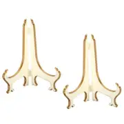 6" Acrylic Plate Stand Holder, 4 Pack Foldable Frame Holder White Gold