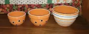 Terramoto Halloween Set of 3 Ceramic Nesting Bowls Black Orange Stripe Candy