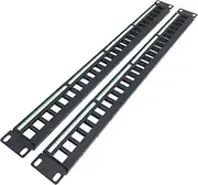 JINGCHENGMEI 2 Pack of 1U Patch Panel 24-Port Blank Keystone, 1U 19" Rackmount Housing for Keystone Jacks (2)