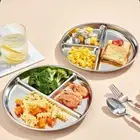 Unbreakable Divided Dinner Plates Reusable 3 Compartment Food Tray Lunch