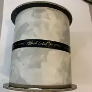 Offray Black Label Ribbon 4" X 6’ White With Sheer Flowers NEW On Spool