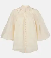 [Zimmermann] Zimmermann Coco embroidered ramie blouse AU 6 beige