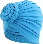 Womens African Turban Hats Summer Headwear Flower Knot Head Wraps Pre Tied Bonnet Beanie Cap Cover Muslim Turban