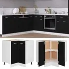 Kitchen Corner Bottom Cabinet Cupboard Shelf 2 Doors Storage Organiser Black