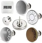 JIUJIU Button pins for Jeans, No Sew and No Tools Instant Jean Button Pins for Pants, 4 Sets Replacement Buttons, Simple Installation, Reusable and Adjustable