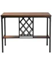Baxton Studio Vintner Industrial Pub Table with Built-In Wine Cage