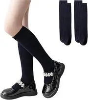 [PLZSITDOWN] 2 Pairs Girls Knee High Socks School Uniform Socks Long Socks for Girls Seamless Toddler Dress Socks