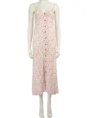 Pink Floral Pattern Midi Dress
