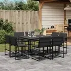 Garden Dining Set with Cushions Outdoor Table and Chairs Black Textilene vidaXL