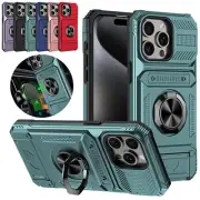 For iPhone 16 Pro 15 13 Pro Max Shockproof Hybrid Stand Case Cards Holder Cover