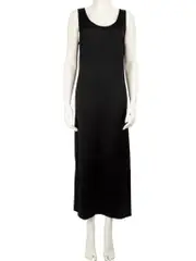 Black Satin Midi Dress