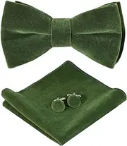 [PACGOTH] Bow Ties for Men Pre-Tie Bow Ties Vintage Tuxedo Velvet Bow Ties Cufflinks Pocket Square Sets With Gift Box