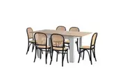 Oikiture 160cm Extendable Dining Table with 6PCS Dining Chairs