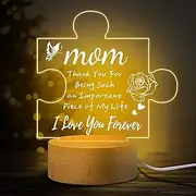 SHGarden Gifts for Mom Engraved Night Light with Moved Words Acrylic Warm Light I Love Mom Birthday Gifts, Mothers' Day, Valentines, Thanksgiving, Gifts for Mom from Daughter and Son SH0056