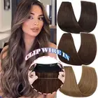 Hidden Secret Wire in Weft One Piece THICK Human Hair Extensions Headband 4Clips