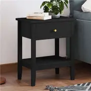 ALFORDSON 1 Drawer Bedside Table Hamptons Nightstand (Black)