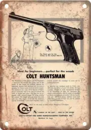 Colt Huntsman Vintage Handgun Ad 12" x 9" Reproduction Metal Sign O49