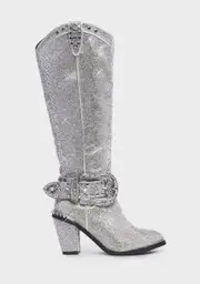 [Club Exx] Sheriff Shine Knee High Boots - Silver