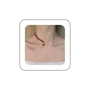 Boho Red Velvet Choker Necklace Vintage Pearl Heart Pendant Necklace Red Heart N