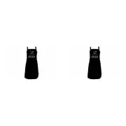 2x Annabel Trends Screen Print Cotton Kitchen Apron 60x80cm Mama Bear Black