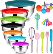 Mixing Bowls with Lids Set of 7, Stainless Steel Nesting Mixing Bowls Set with 1