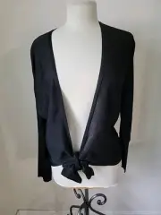 White House Black Market Black Sparkle Cardigan Sweater Medium Tied Front Party
