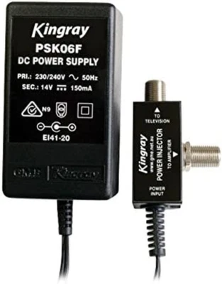 PSK06F 14V DC 150Ma Plug Pack Injector with F-Type Female Connections
