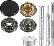 uxcell 40Set Leather Snaps Fasteners Kit 12.5mm Dia Brass Press-Stud Cap Button 2.72" Length Metal Snap Buttons with 4 Install Tools for Coat Bag Leather Marine Boat Canvas, Matte Black