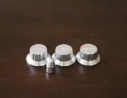 Strat aluminum top hat knob set with switch tip - Inca Silver