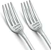 Gifts for Him Her Anniversary Wedding Gifts Engraved Forks Stainless Steel Personalized Letter Dinner Fork I Forking Love Him/Her Birthday Wedding Gifts for Couple Lovers (Pack of 2 Set)