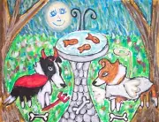 SHELTIE Devil or Angel 8 x 10 Signed Folk Art Print Shetland Sheepdog KSams
