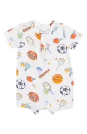 Angel Dear Sports Ball Henley Romper in Ivory at Nordstrom, Size 18-24M