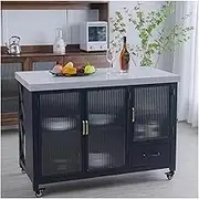 Kitchen Island Freestanding Kitchen Cabinet Island Table Side Table Cooking Table Household Bar Table Storage Room Wall Facing Movable Island Table Mobile Kitchen Storage Islands