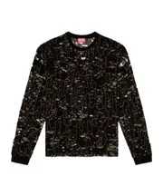 Diesel T-Boxt-Ls-Devor Distressed Crewneck T-Shirt Black