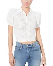 Alice and Olivia Ramona Pointelle Polo Top