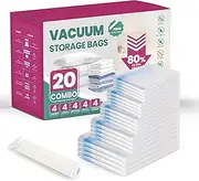 [InfiniPower] Space Bags Vacuum Storage Bags (Variety 20 Pack) Save 80% Space - Vacuum Bags for Comforters and Blankets, Bedding, Compression Seal for Closet Storage - Pump for Travel