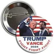 [Lunch Money] Trump Vance 2024 - Donald Trump and JD Vance Campaign Button Ultra Maga, Never Surrender, No More Bullshit, FIGHT FIGHT FIGHT, Metal, metal