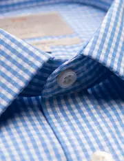 Hawes & Curtis Non-Iron Blue & White Gingham Check Extra Slim Shirt Size: 15.5" collar, 36" sleeve