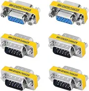 15 Pin VGA Adapter 6-Pack, VGA SVGA Male to Female Connector, Female to Female Coupler, Male to Male Extender, HD15 Mini Gender Changer Support 1080P Full HD for Laptop, PC, Projector, HDTV, Display